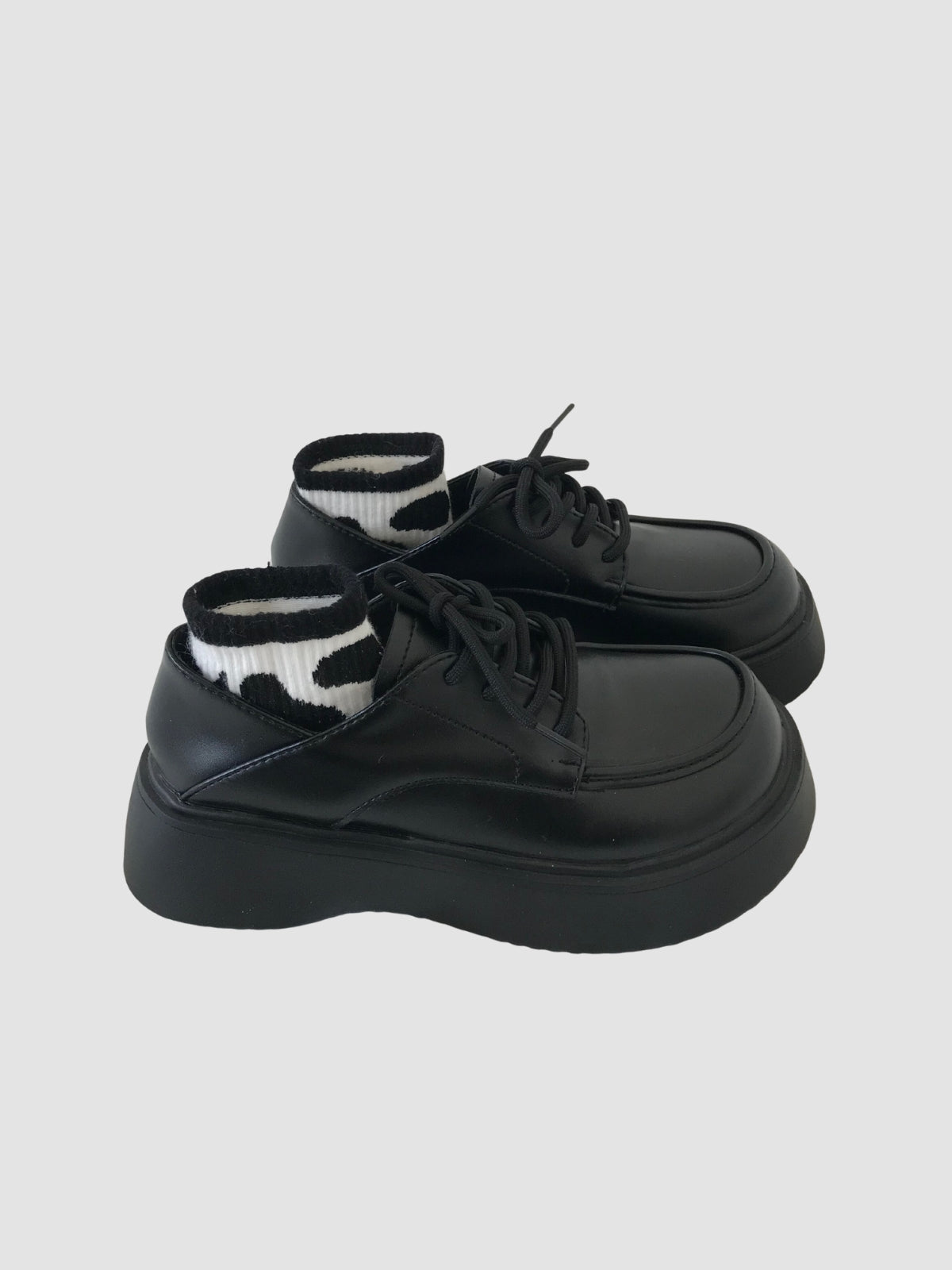 WLS Lace Up Leather Women Loafers Shoes