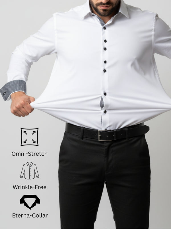 Color-Match Four-Way Contrast Stretch Shirt