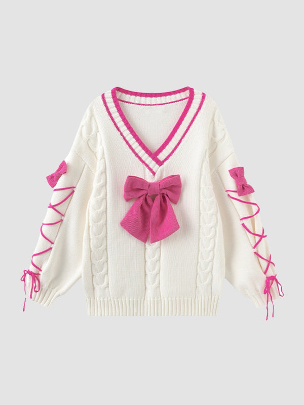 WLS Bow Knot Strap Design Knitted Sweater
