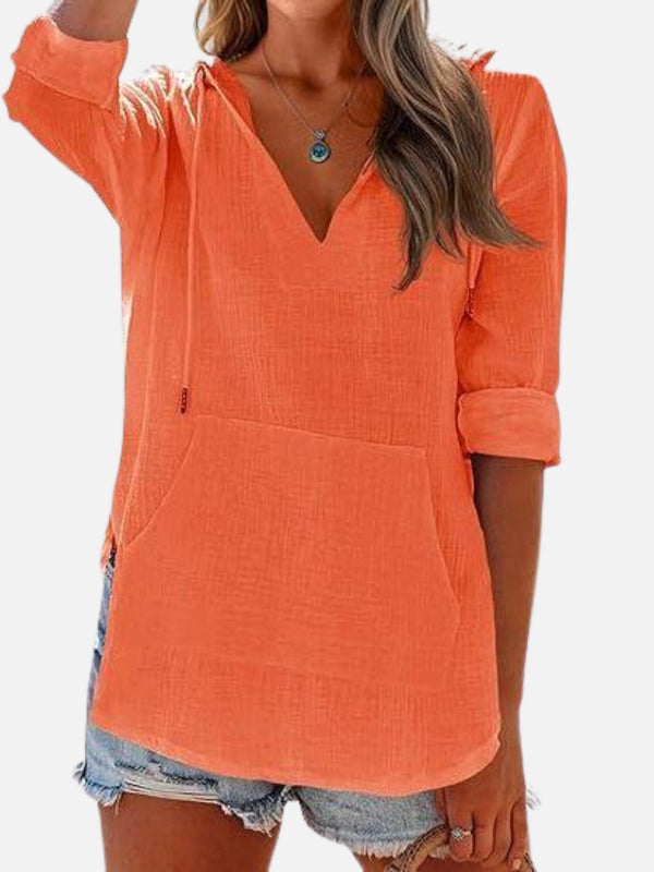 BamLuxe™ Hooded Cotton Slub Shirt – Casual Long Sleeve