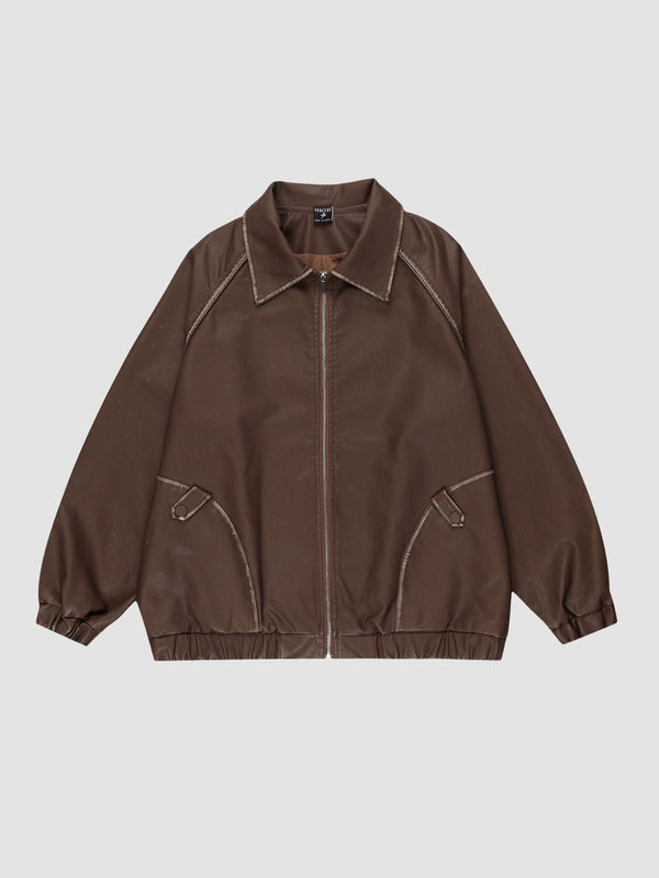 WLS Loose Maillard Leather Jacket