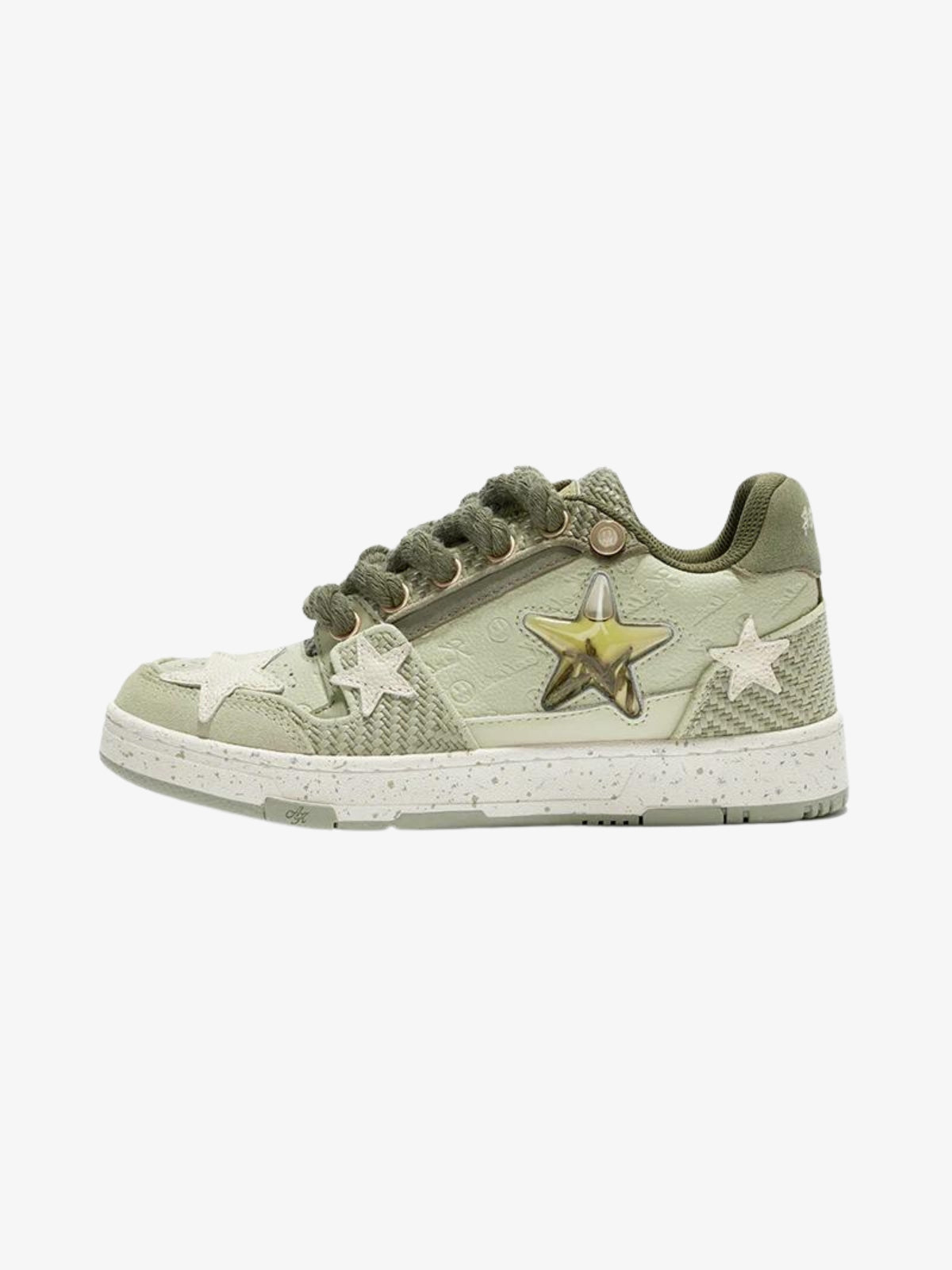 WLS Starry Glide Breathable Green Tea Retro Star Sneakers