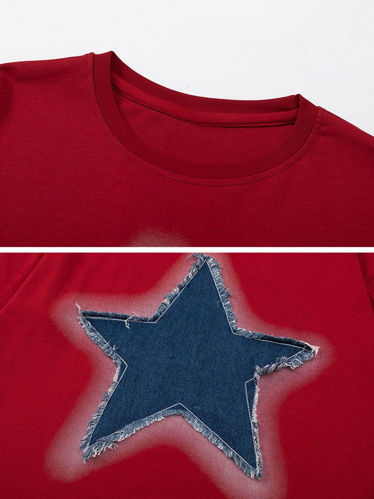 WLS Embroidery Denim Star Tee