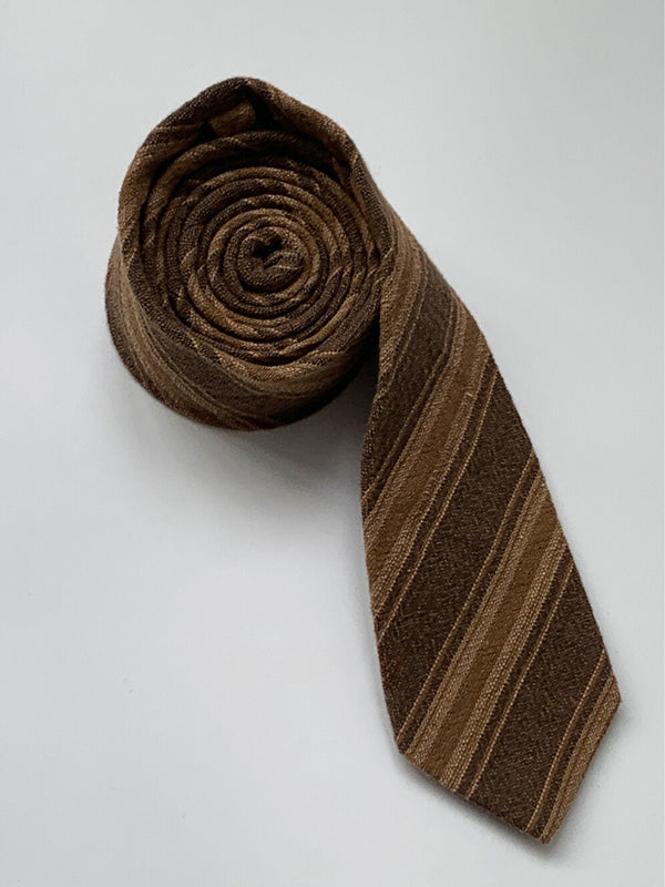 WLS Japanese Retro Brown Striped Tie