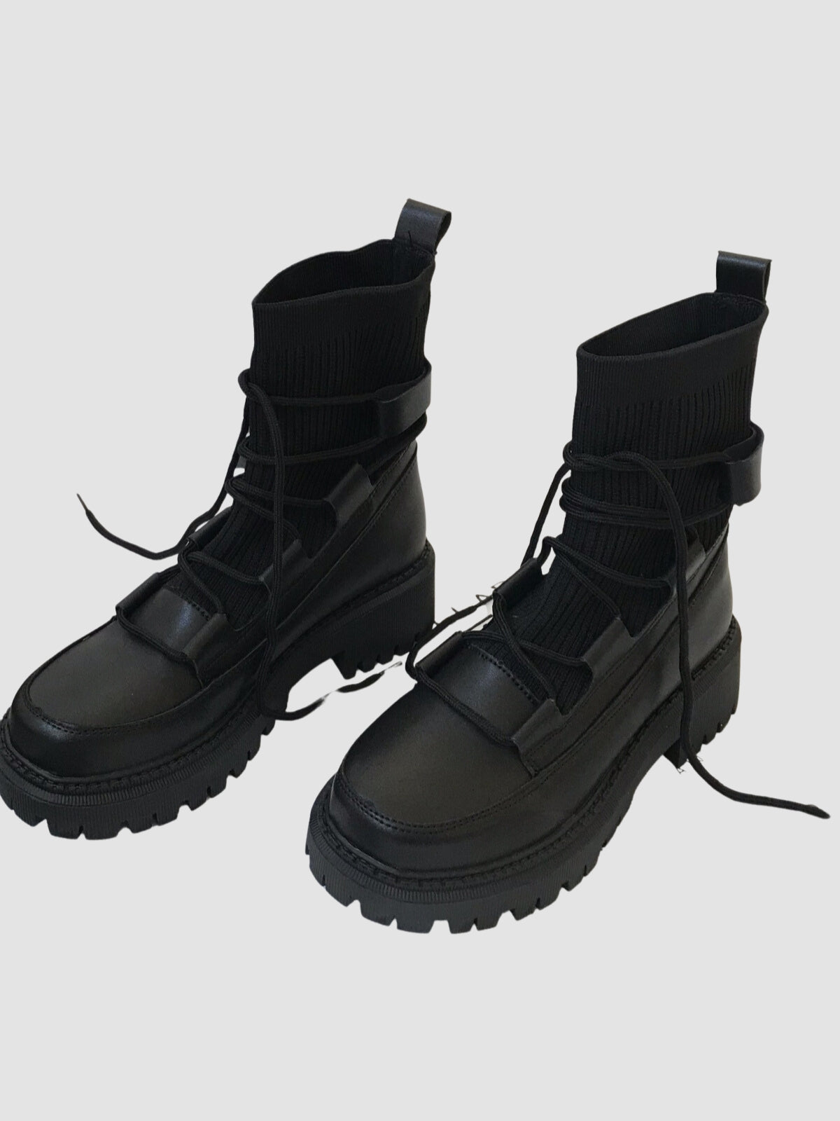 WLS Knitted Retro Lace Up Women Boots
