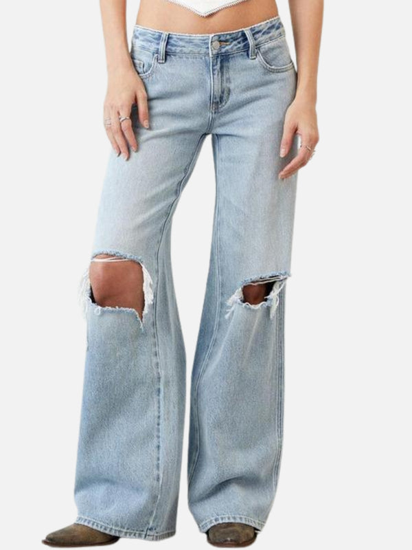 RAE High-Waist Distressed Wide-Leg Jeans