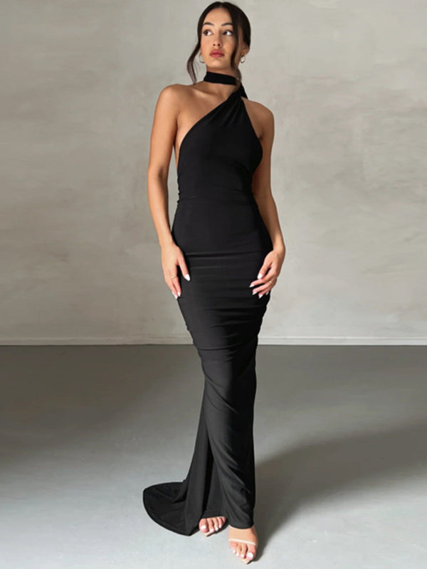 SilkMuse™ Backless Pleated Maxi Dress