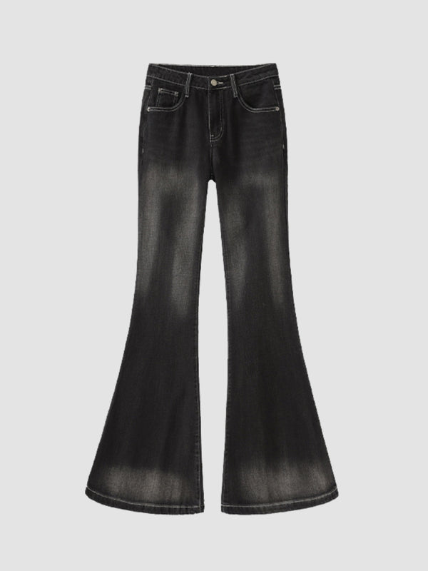 WLS Black Washed Slim Long Bootcut Jeans