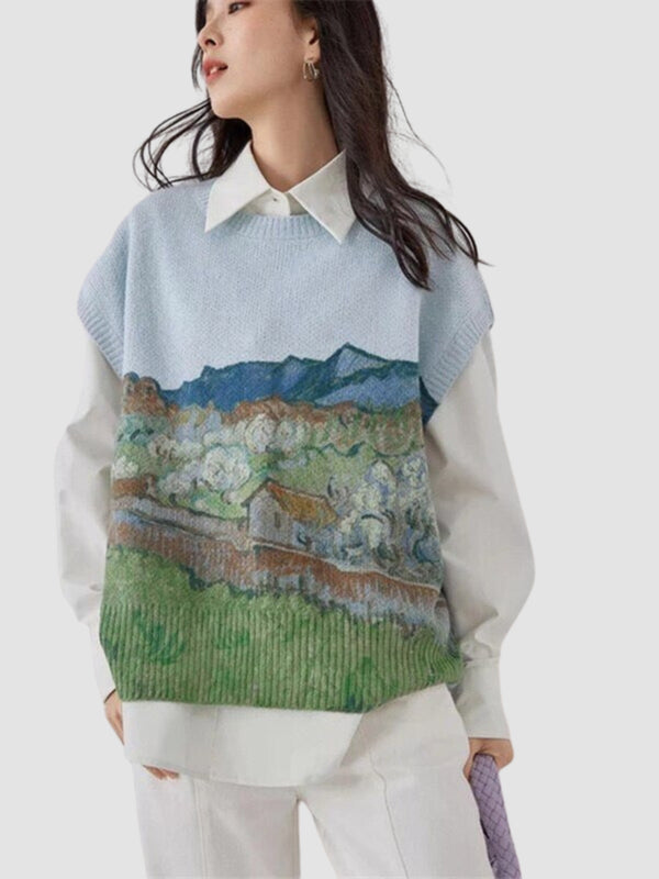 Van Gogh sleeveless knitted sweater