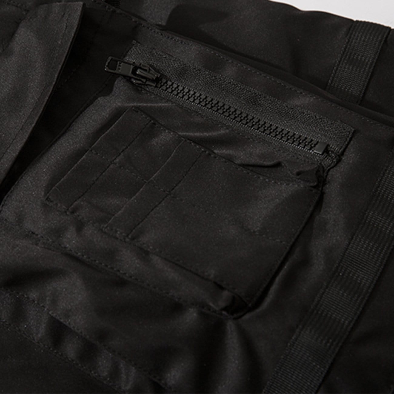 WLS Techwear Ribbons Elastic Pleated Cargo Pants