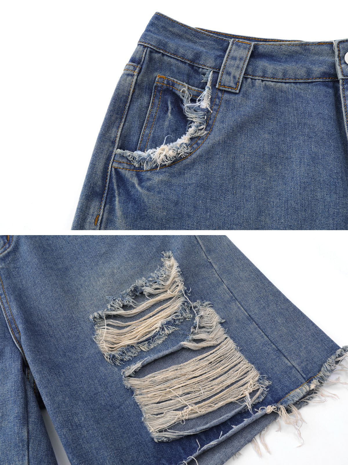 We Love Street  Distressed Vintage Ripped Denim Shorts