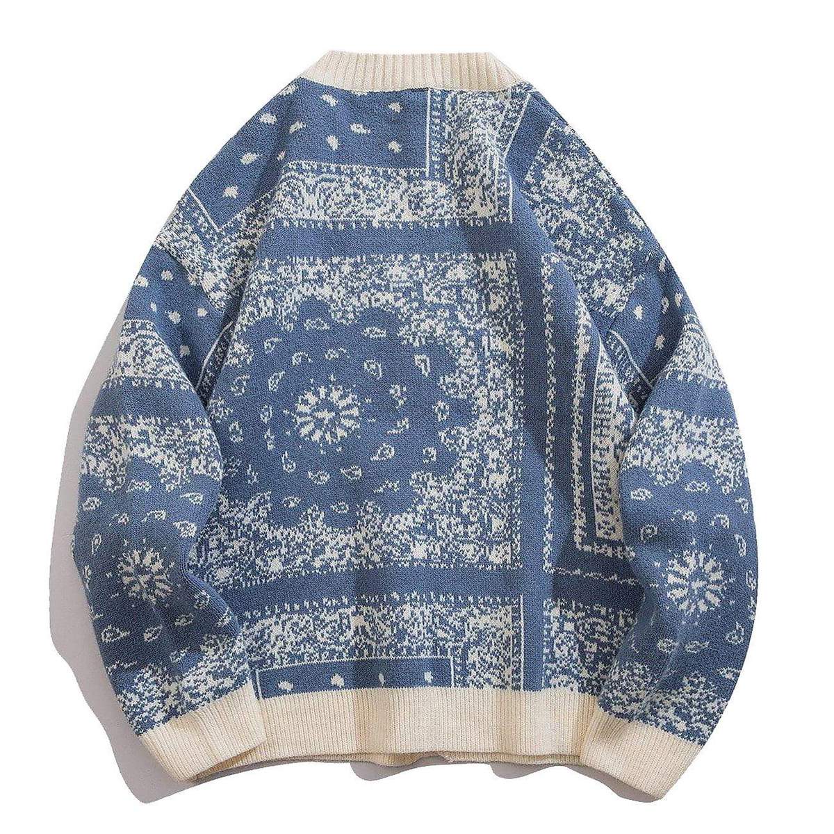 WLS Embroidered Vintage Pattern Buttons Closure Cardigan Sweater