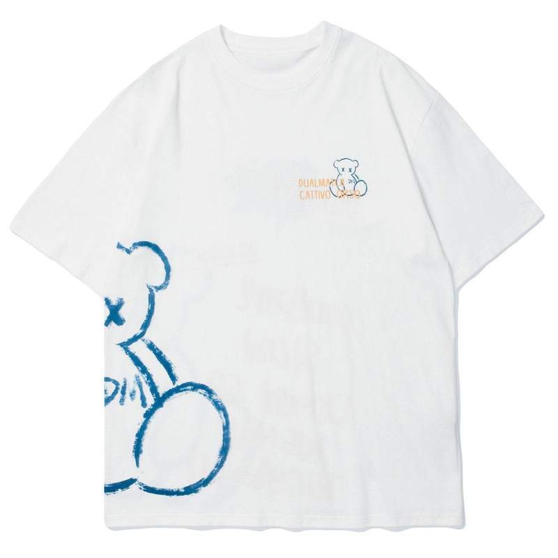 WLS Printed Shaded Pooh Rounded Collar Soft Cotton Tee