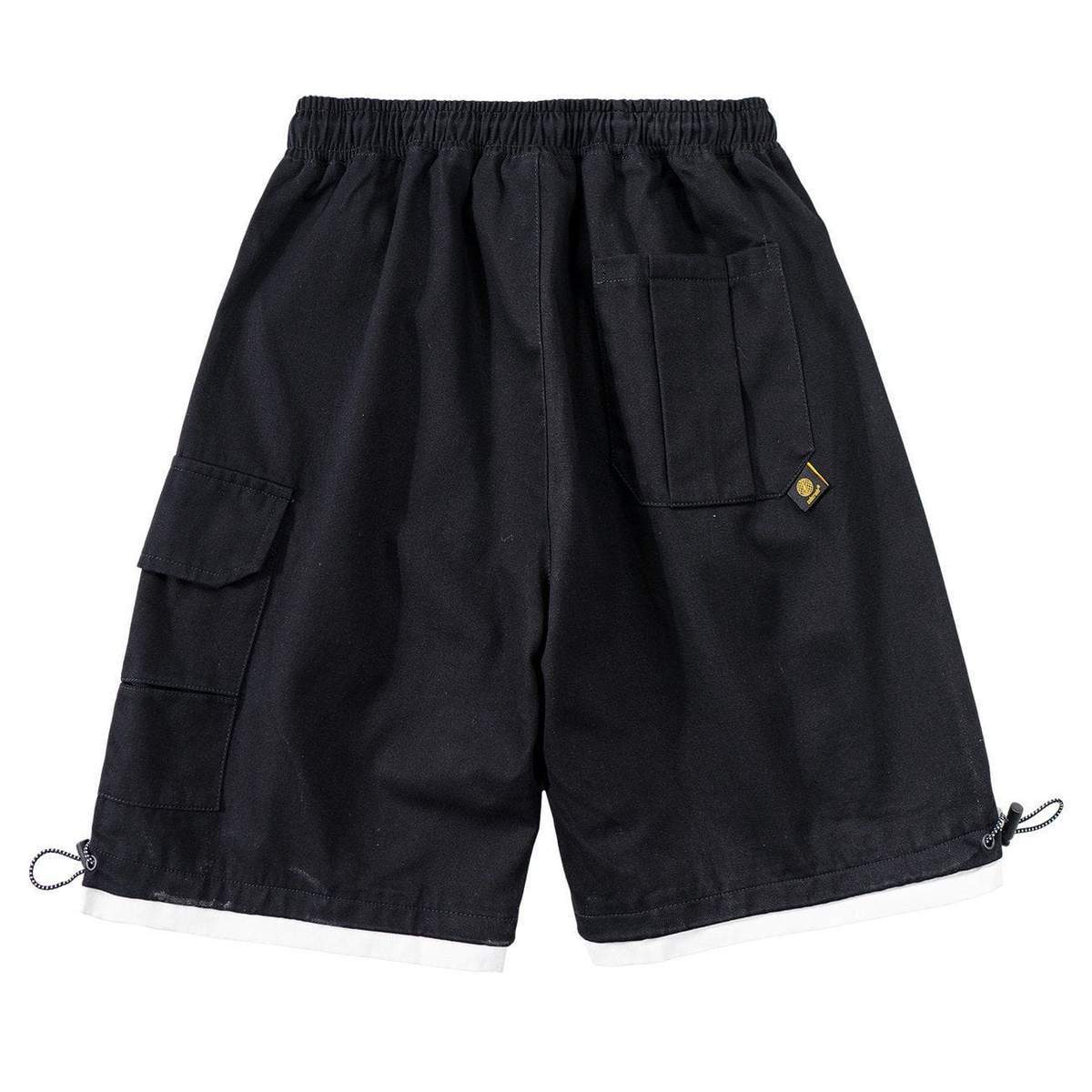 WLS Letter Prints Fake Two Pieces Cargo Shorts