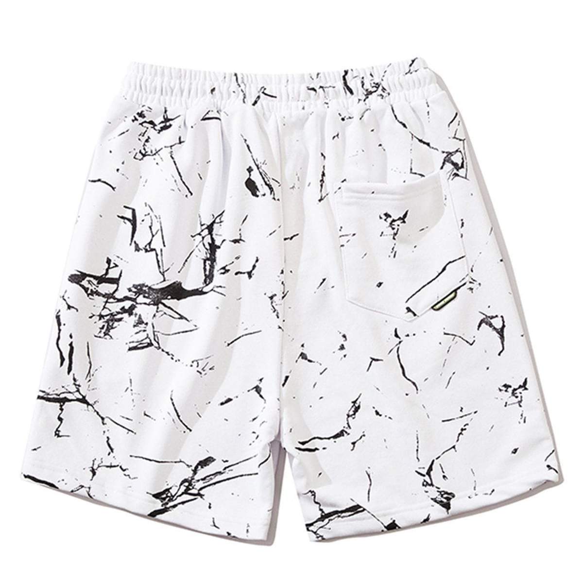 WLS Ink Letter Printed Saturn Sports Soft Cotton Shorts