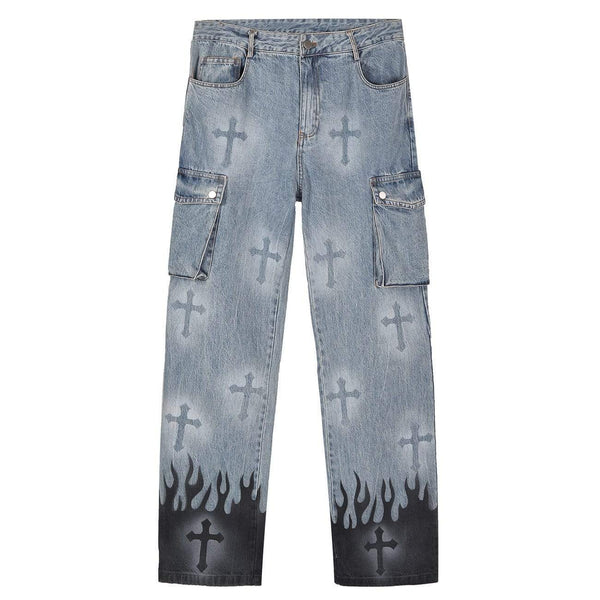 WLS Printed Straight Denim Jeans