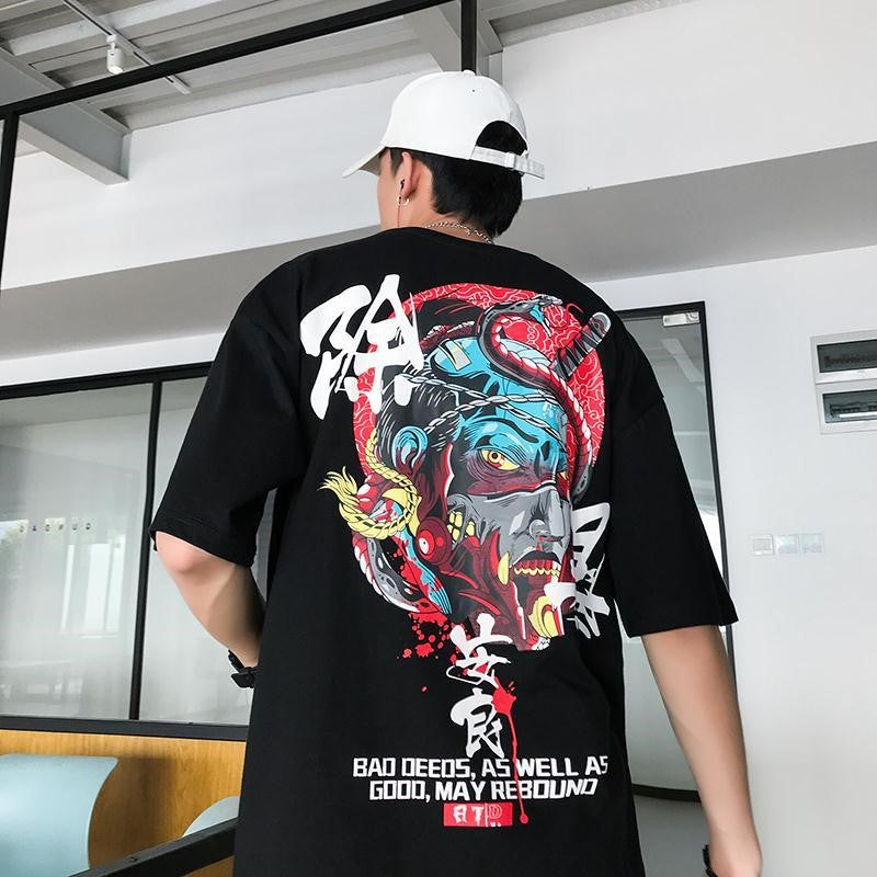 WLS Streetwear Classic Japanese Ninja Graffiti Printed Stylish Tee