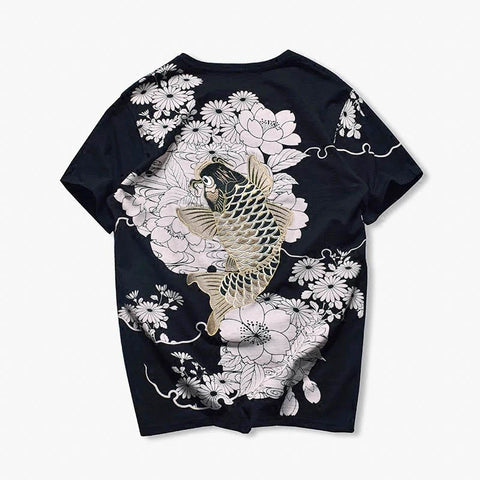 WLS Koi Floral Shirt Black