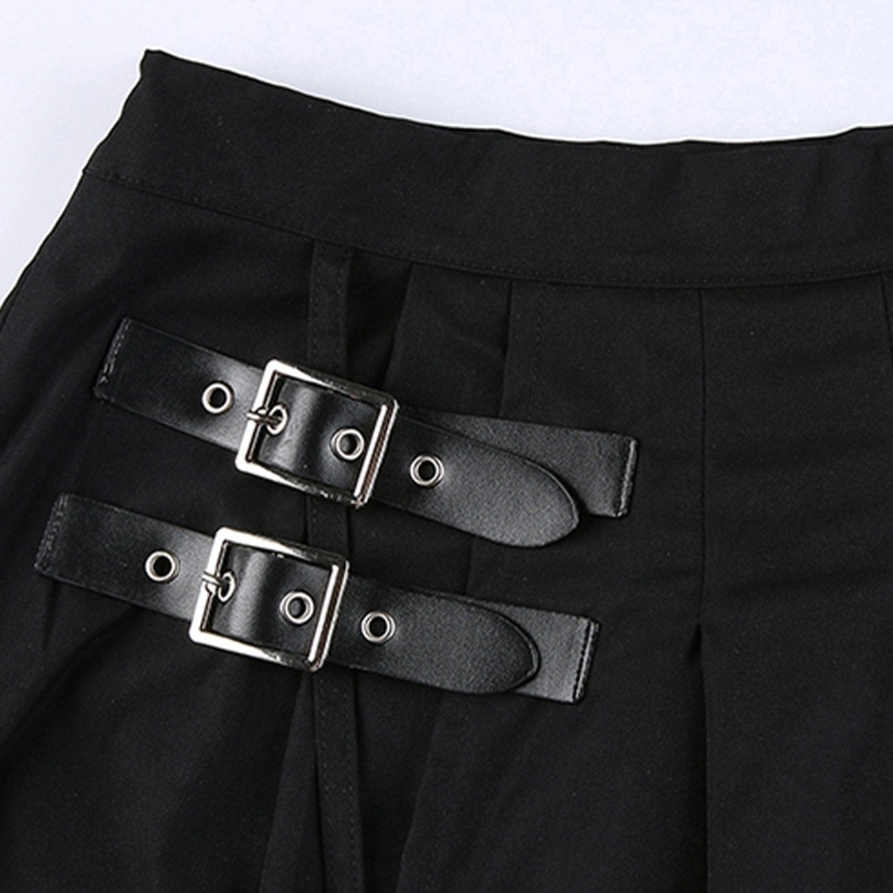 WLS Buckle PU Belt Skirt