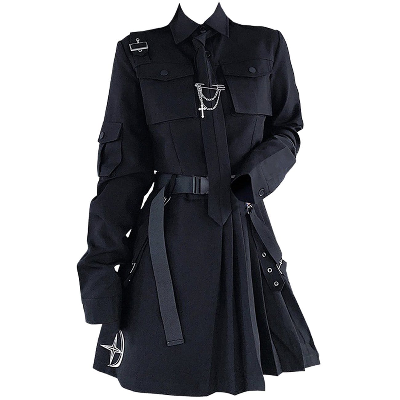 WLS Dark Gothic Exposed Waist Skirt Suit
