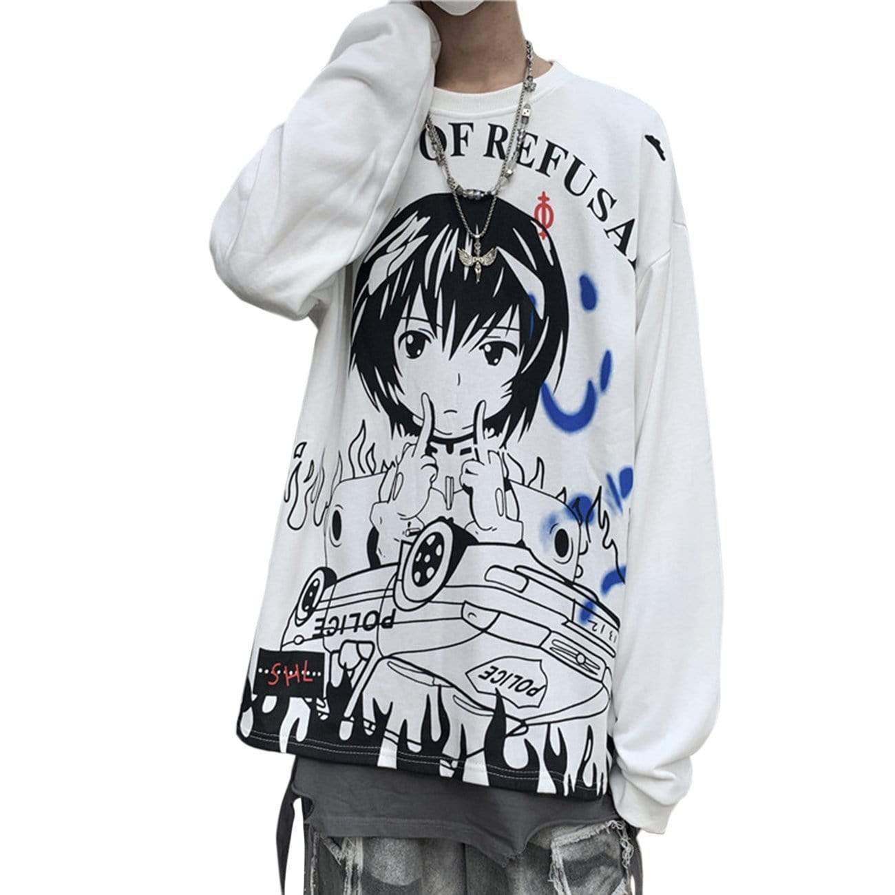 WLS Dark Japanese Anime Print Sweatshirt