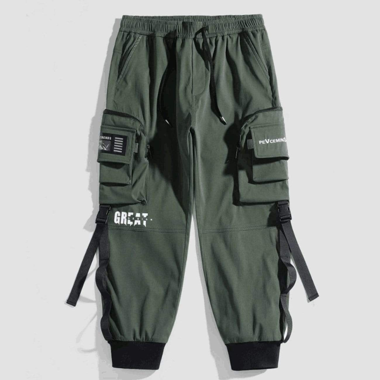 WLS Function Buttons Ribbons Zipper Pockets Cargo Pants
