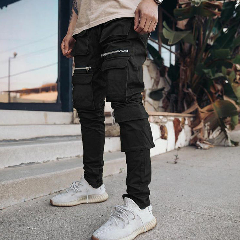 WLS Multi-pocket Zipper Slim Fit Cargo Casual Pants
