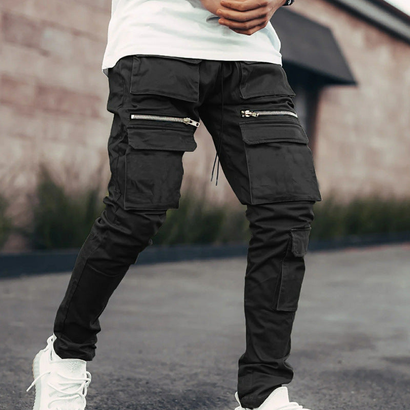 WLS Multi-pocket Zipper Slim Fit Cargo Casual Pants