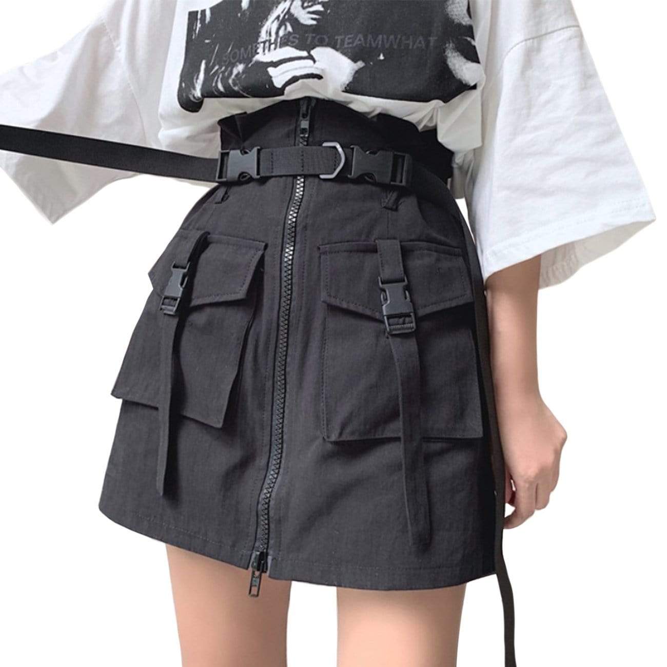 WLS Ribbons Pocket Zipper Cargo Skirt We Love Street