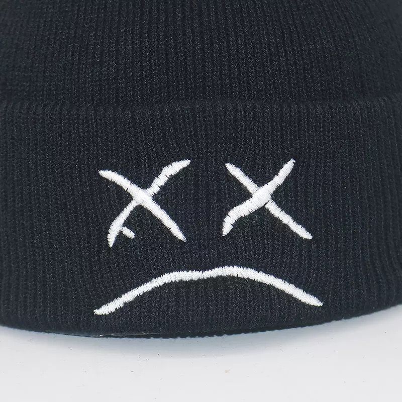 WLS Sad Face Knitted Beanies Cap