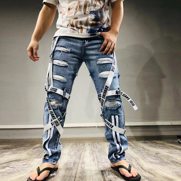 WLS Slim Ripped Motorcycle Pants