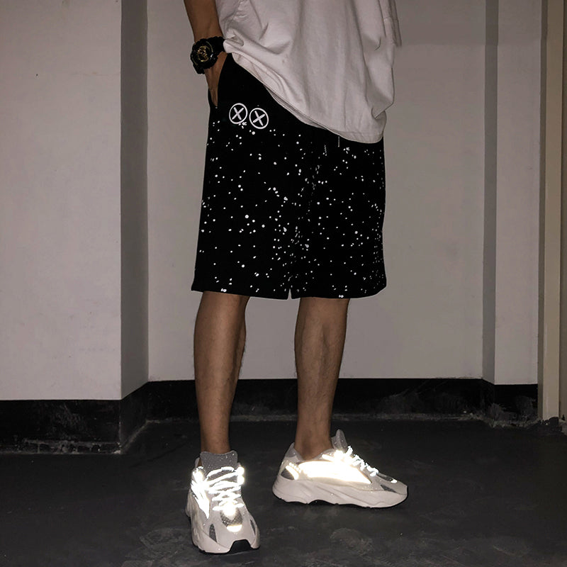 WLS Techwear reflective stars men shorts