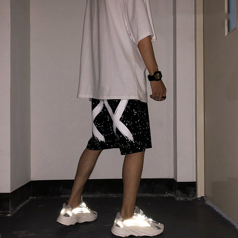 WLS Techwear reflective stars men shorts