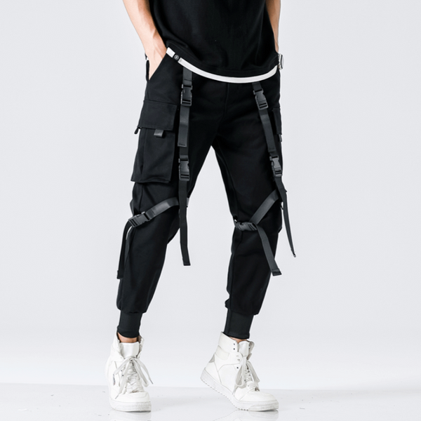 WLS Three-dimensional Pocket Shell Buckle Streamer Overalls Jogger Pants