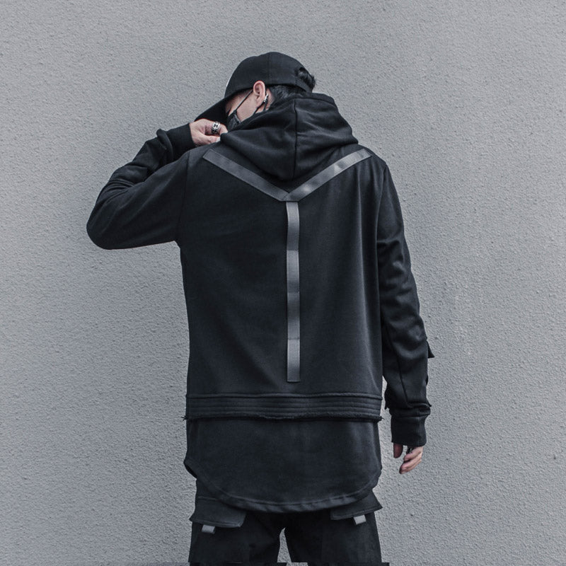 WLS Long Sleeve Techwear Chest Pocket Hoodie