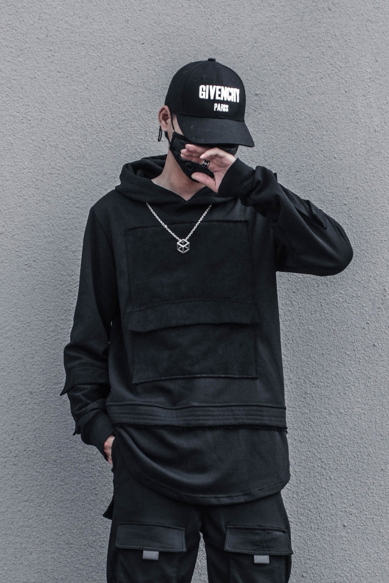 WLS Long Sleeve Techwear Chest Pocket Hoodie