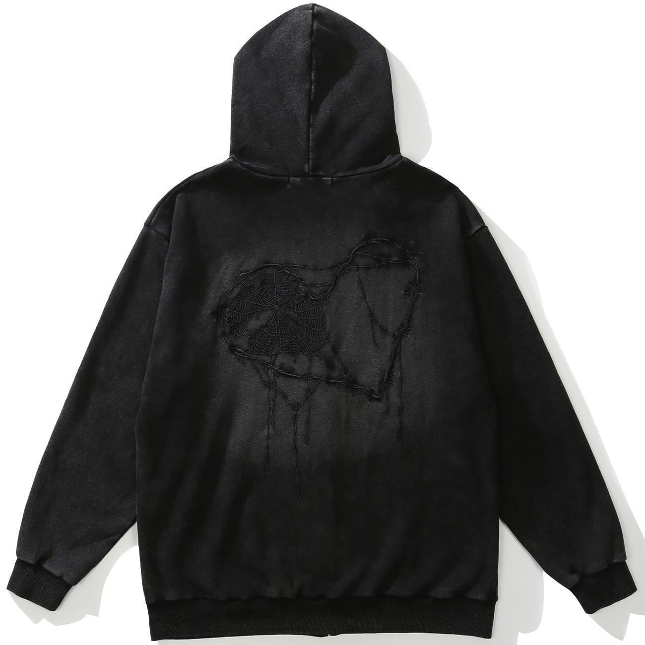 WLS Mending Love Embroidery Washed Zip Up Hoodie