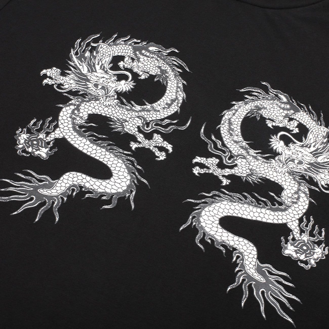 WLS Dark Double Dragon Print Cropped Sweatshirt