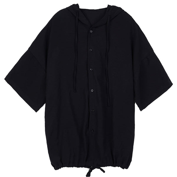 WLS Dark Elastic Oversized Hooded Shirt