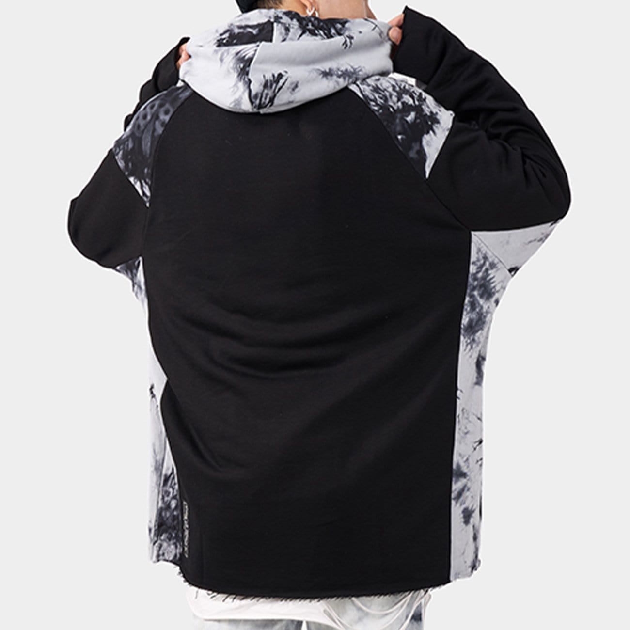 WLS Ink Tie-dye Stitching Oversized Washed Hoodie