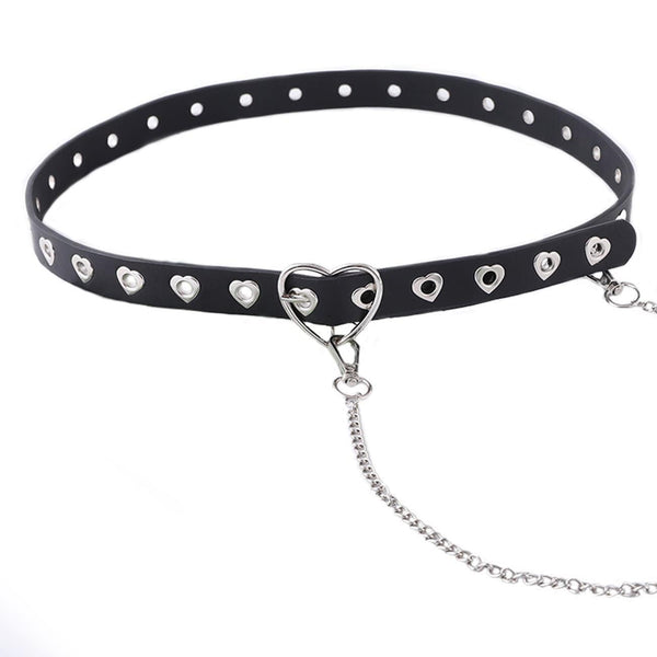 WLS Punk Love Heart Hollow Out Chain Belt