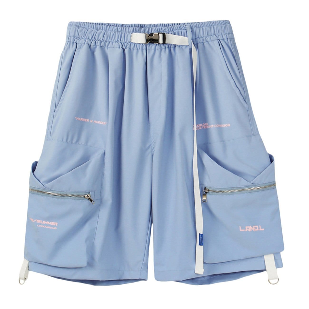 WLS Function Belt Zipper Pockets Shorts