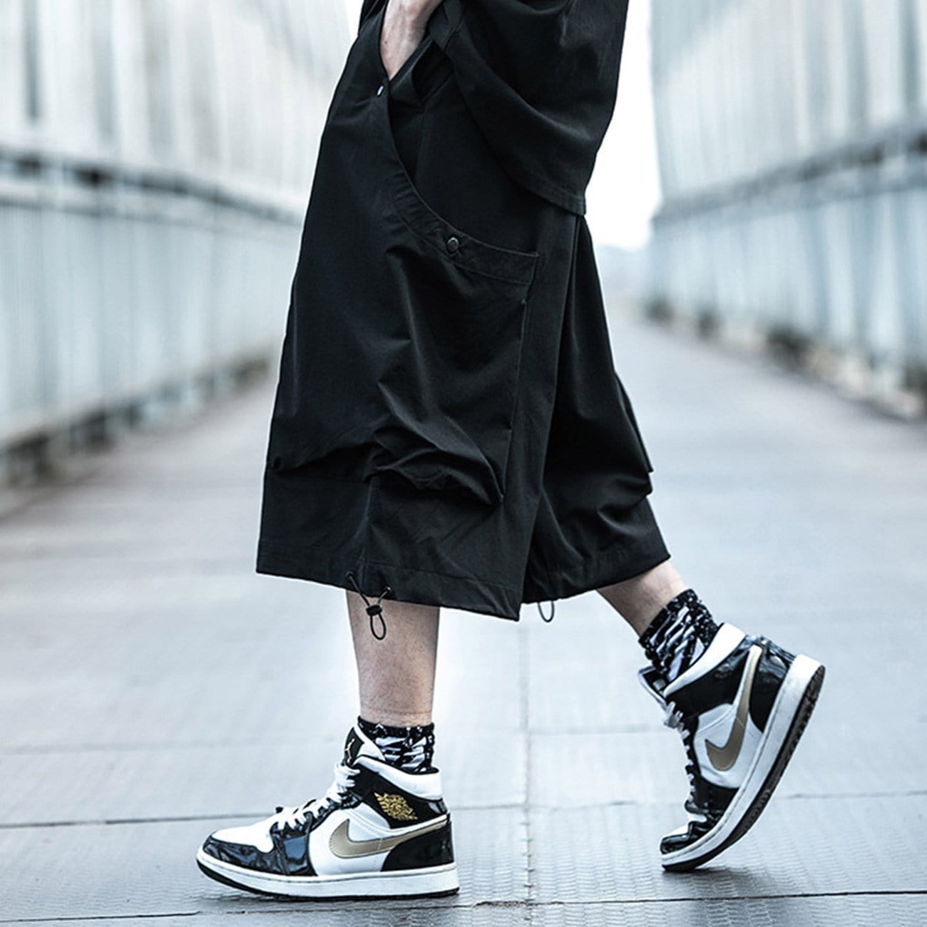 WLS Function Belt Oversized Wide Leg Shorts