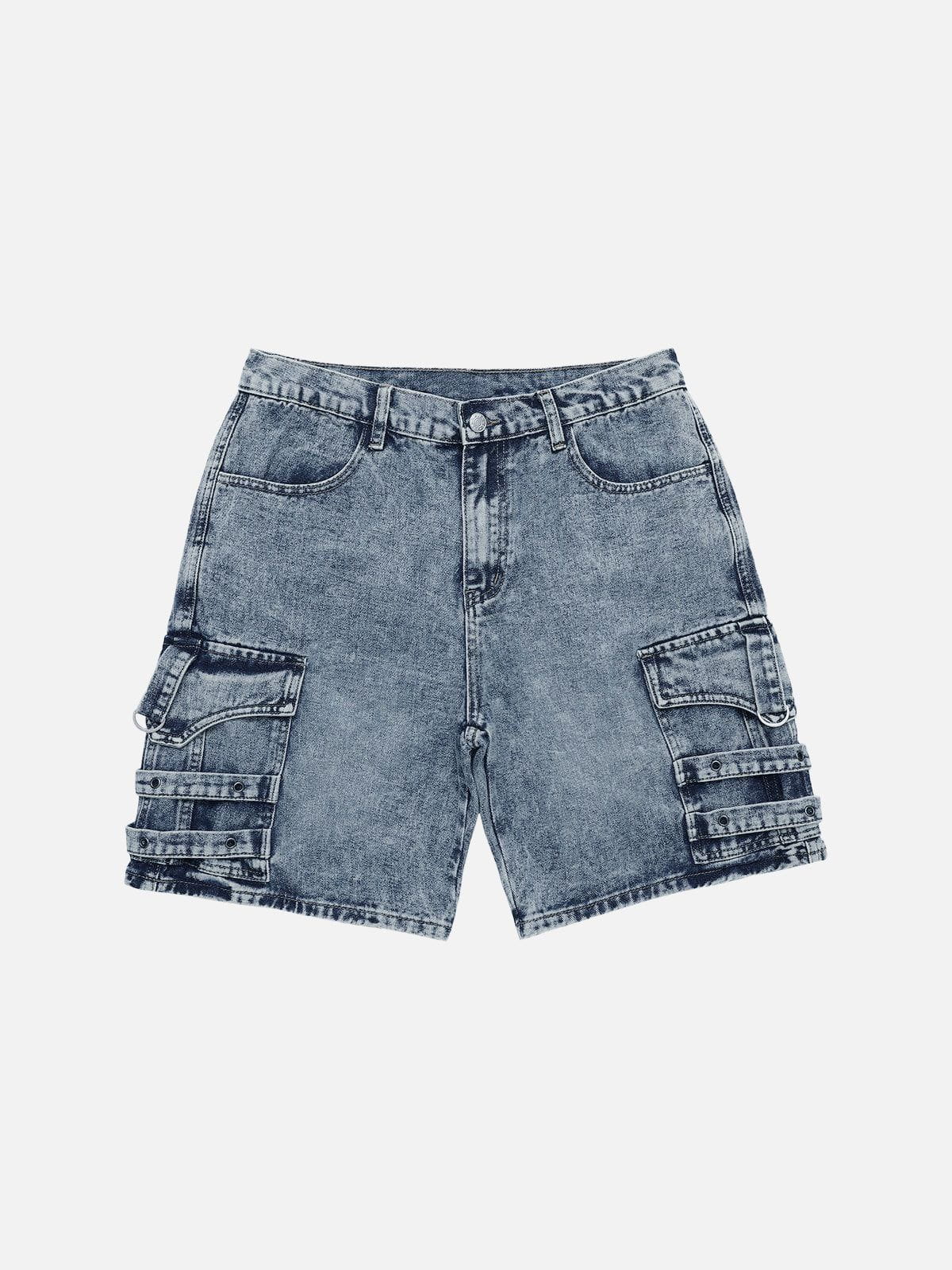 WLS Washed Multi-pocket Denim Shorts