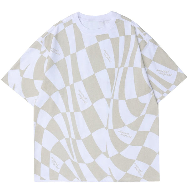 WLS Distorted Checkerboard Print Tee