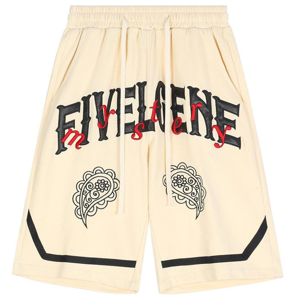 WLS Embroidered Bandana Letter Patch Shorts