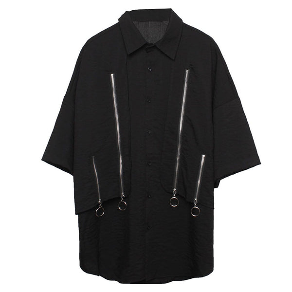 WLS Dark Personalized Zipper Patchwork Shirt
