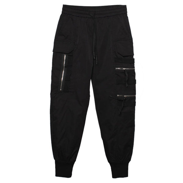 WLS Dark Functional Personality Zipper Multi-pocket Cargo Pants