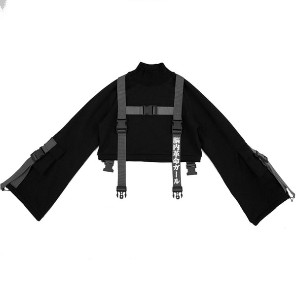 WLS Cyberpunk Ribbons Fleece Cropped Sweatshirt