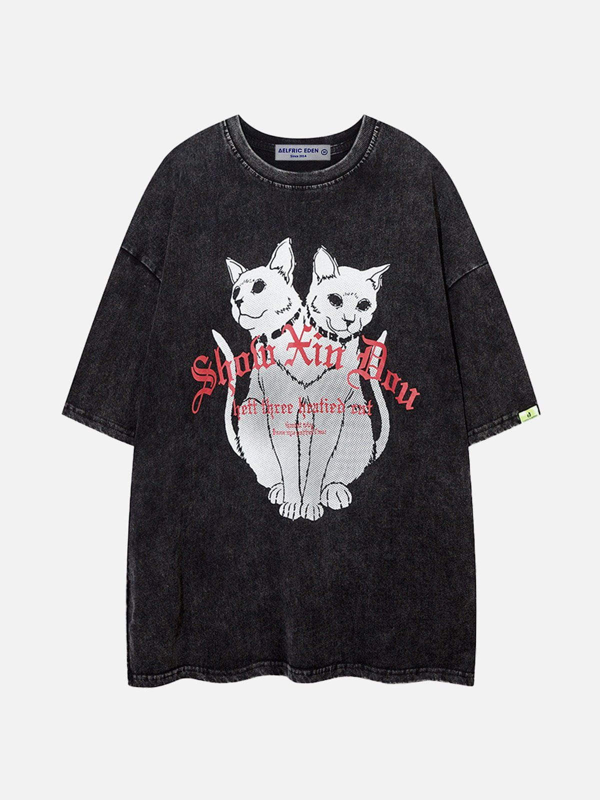 WLS Abstract Two-Headed Cat Print Tee